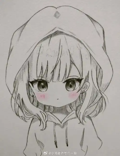 97 超可爱的一组彩铅简笔画女孩来自:panda手绘#遇见艺术##绘画参考