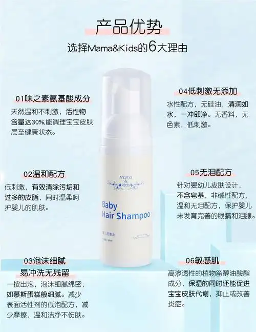 mamakids去头垢新生婴儿洗发水保湿洗护泡沫型旅行装60ml