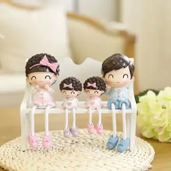 卡通可爱娃娃家居搁板摆件小希四口之家 小希一家四口2个女儿(不含