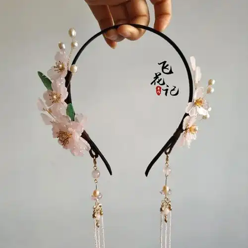 女小童古代汉服唯美古风头饰流苏簪花女百搭懒人发箍古装仙女发饰