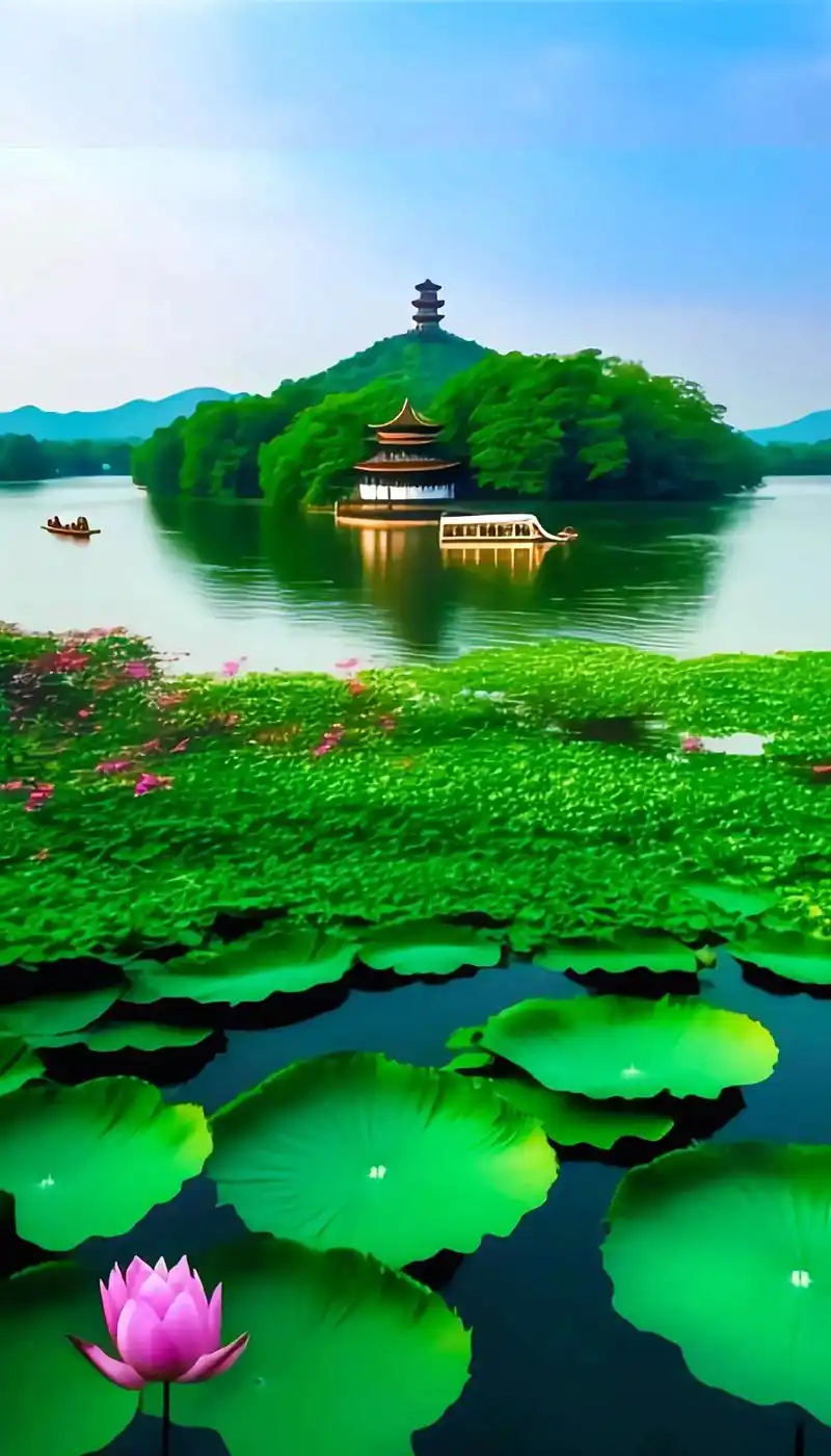 西湖景.青山绿水,蓝天白云,让人流连忘返#一起享受大自然的美 - 抖音