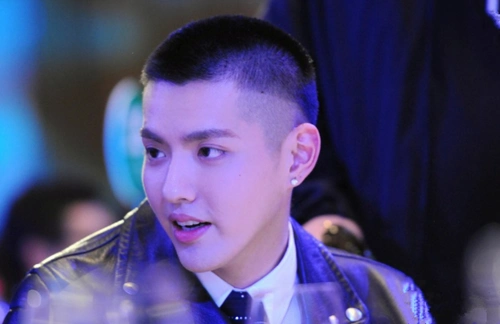 第五,吴亦凡,也是鲜肉里面仅有的敢挑战这样的发型