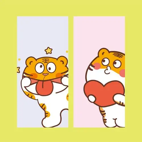 ip卡通形象虎萌萌可爱屏保壁纸包装插画文创产品水杯