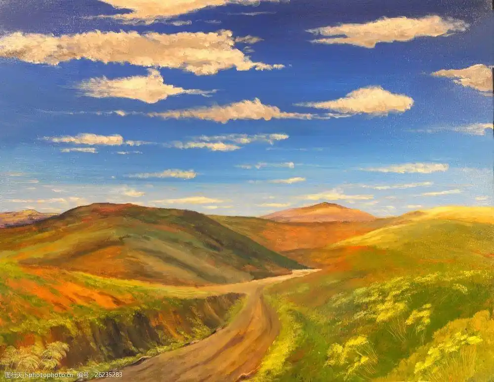 公路风景图片素材 名画 油画 艺术 绘画 文化艺术 艺术品 世界名画