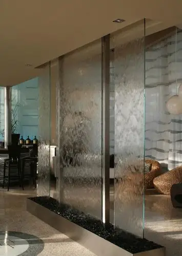 室内玻璃现代水景墙效果图
