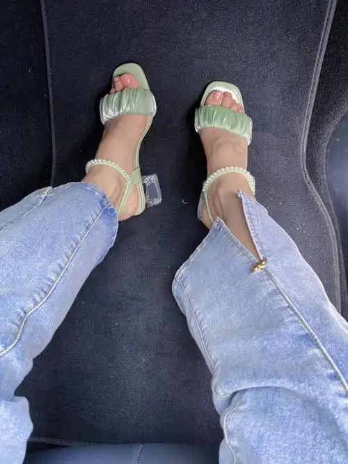 淑女一字带珍珠凉鞋🩴简约百搭好看