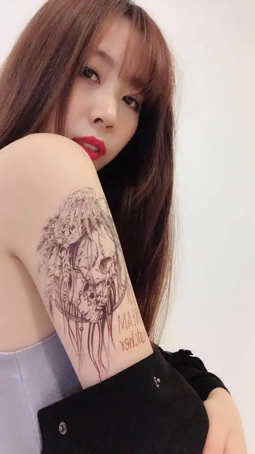 原创纹身贴纸防水男女款持久暗黑系捕梦网花臂花腿半甲网红刺青贴