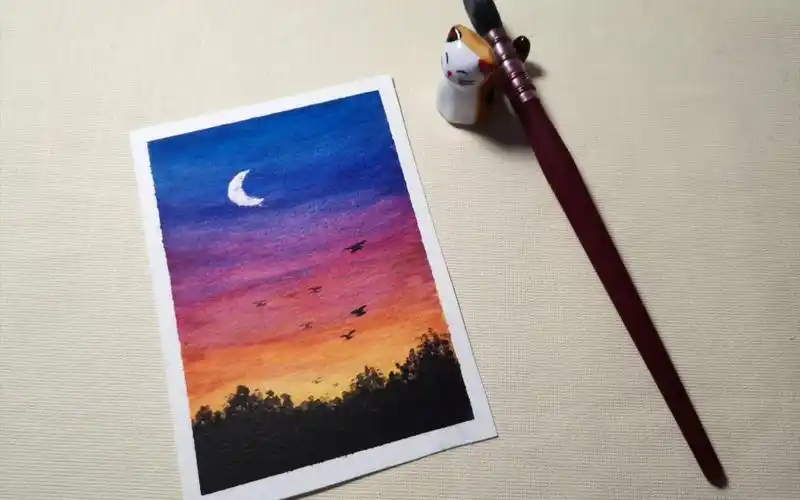 水彩|傍晚的天空～色彩衔接练习