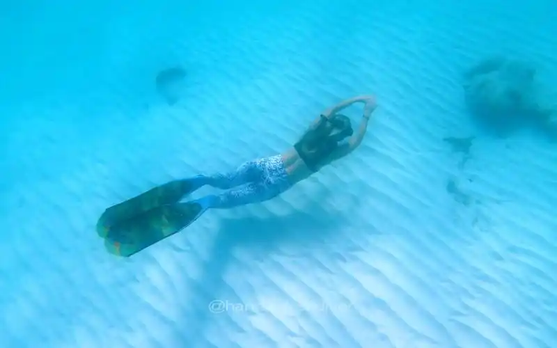 美女小姐姐在巴巴多斯自由潜水