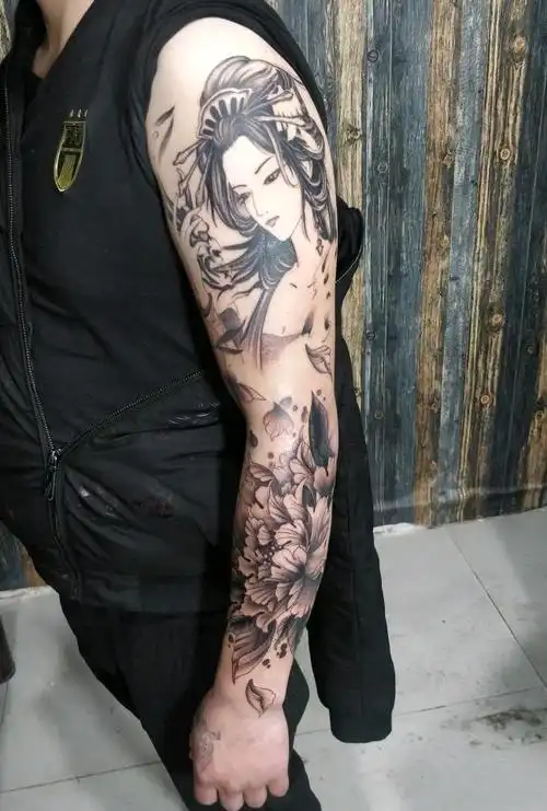 艺伎花臂_纹身图案手稿图片_大凡的纹身作品集