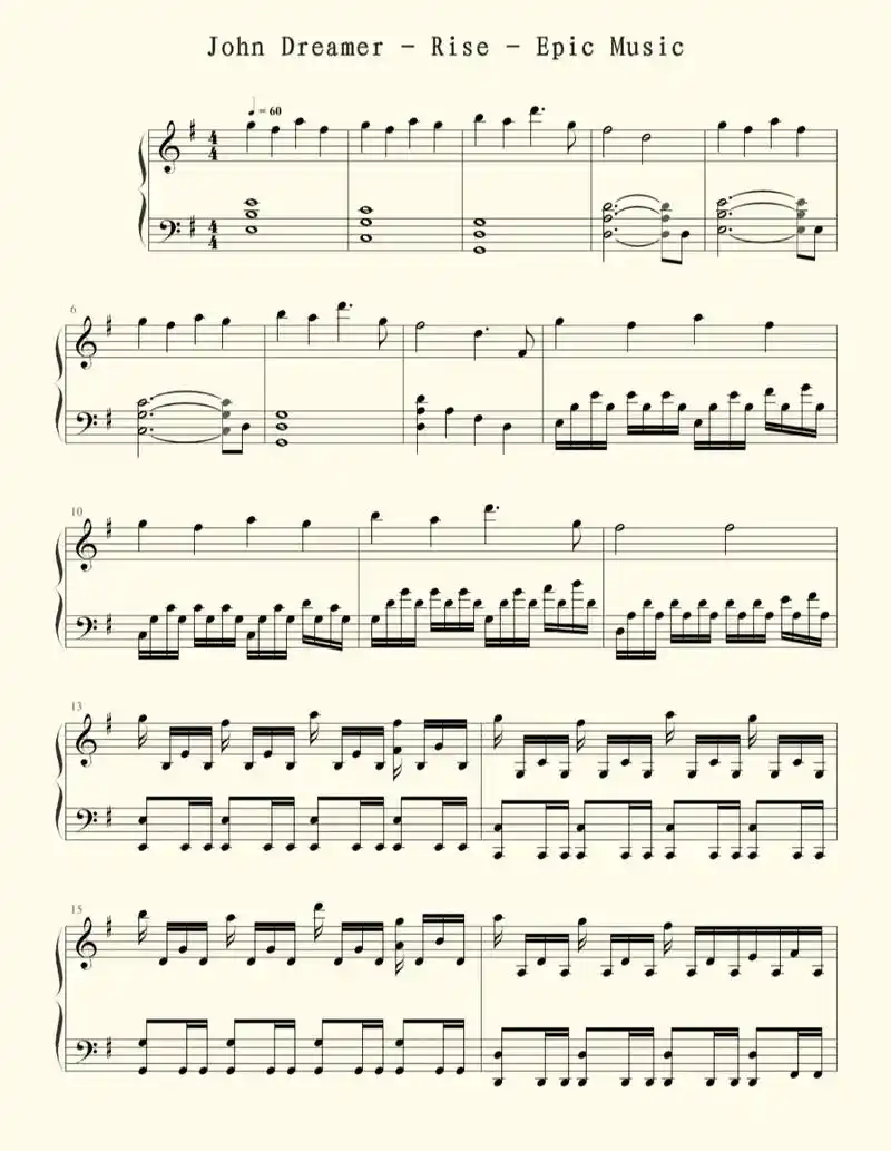 rise - epic music五线谱完整版,难度2 #钢 - 抖音