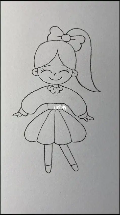 画开心漂亮的马尾辫小姑娘马尾简笔画文化绘画小女孩简笔画图片 怎么