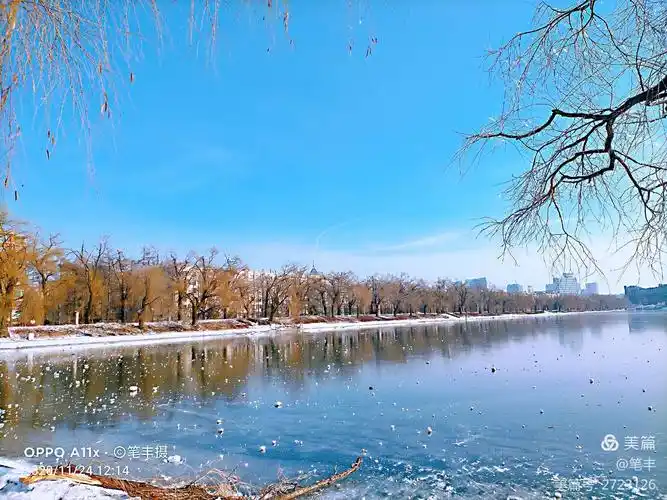 南湖公园的秋色冬景