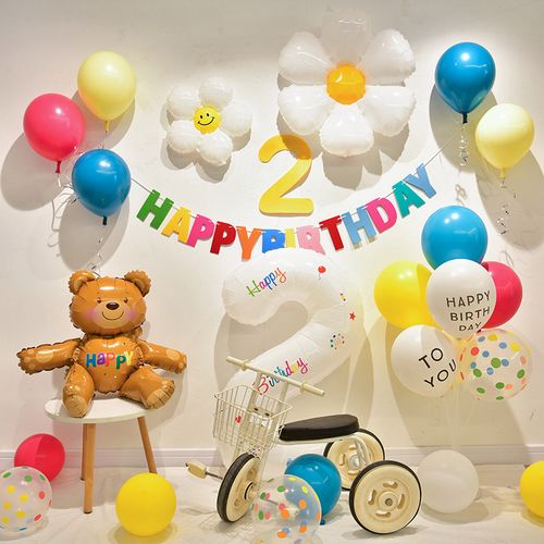 ins风简单派对生日海报布置三岁简易男45十周岁女孩儿童宝宝