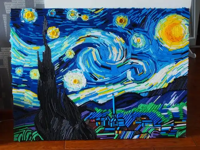 吸管星空画,成品来喽~~~也许在大牛的眼里这些都不算什么,但自己完成