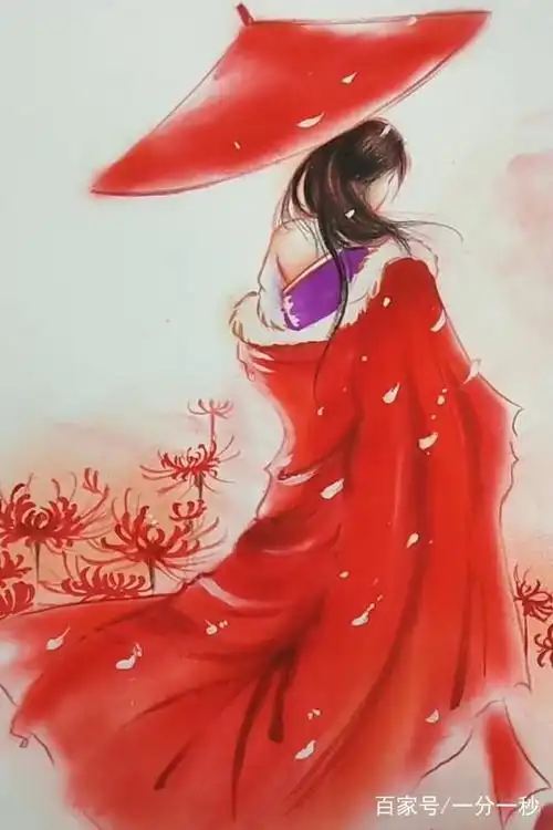 红衣霸气女子古风彼岸花图片