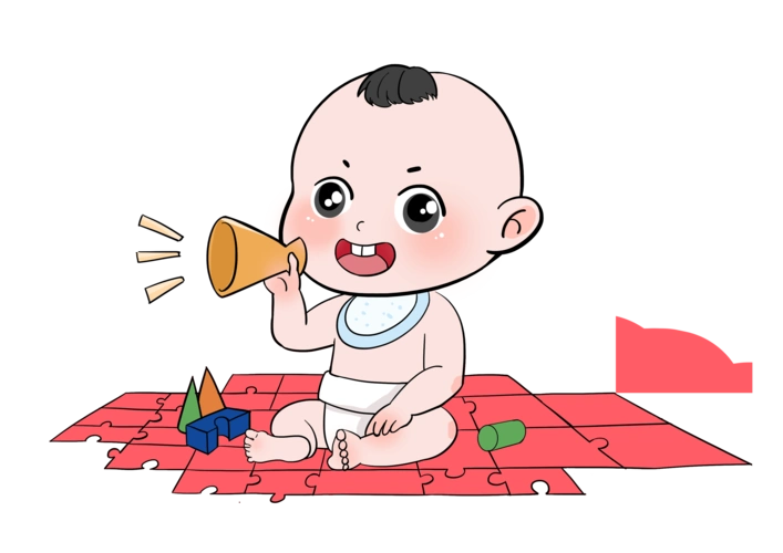 六一儿童节坐在拼图上的婴儿宝宝