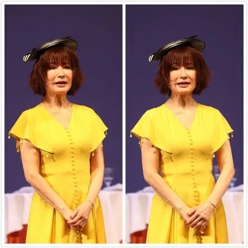 潘迎紫虽然都70多岁了,心态还是很年轻,穿黄裙子好年轻