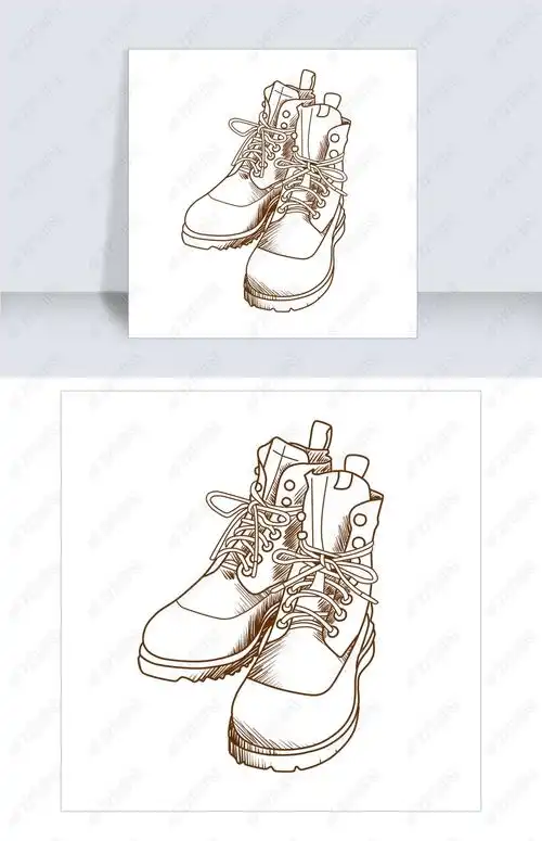 线描短靴手绘插画