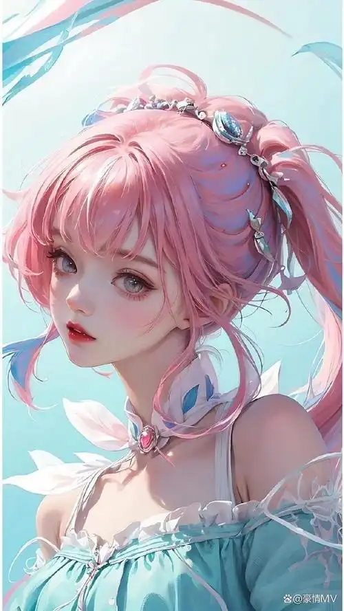 粉色头发手绘美女图片高清_好看的ins动漫美女高清图片