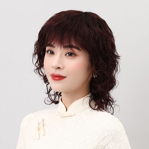 假发女中长发气质短卷发中年妈妈发型全真发全头套自然光头假发套