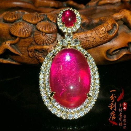 古玩老银宝石吊坠手工镶嵌星光宝石项链挂坠珠宝颈饰挂坠