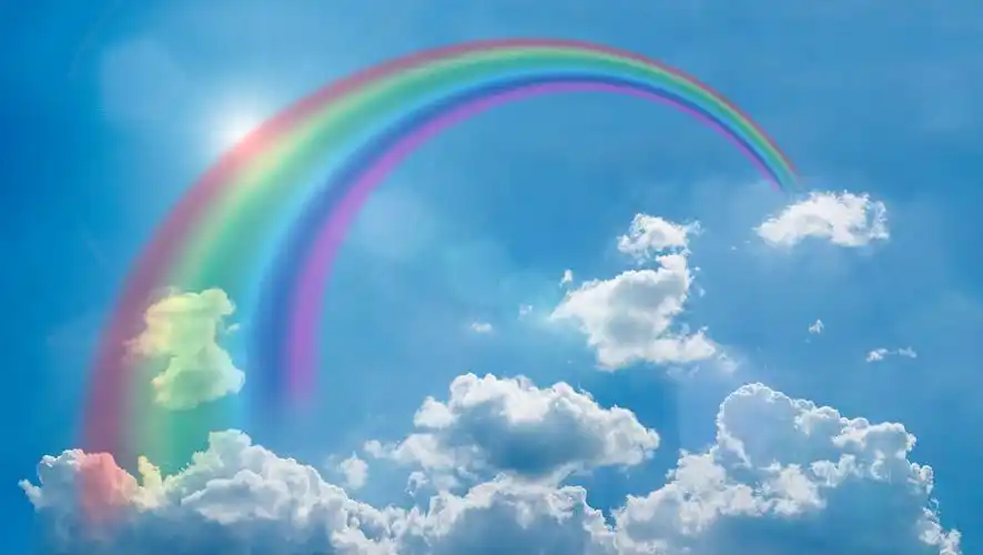 蓝天白云彩虹背景