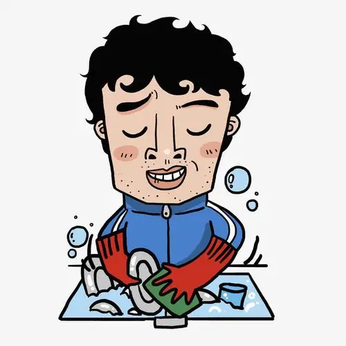 洗碗的男士