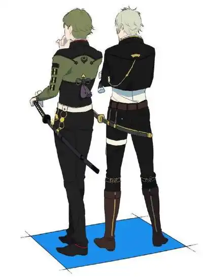 四位刀男的站姿.绘师:たま(twi:@_t_ama)