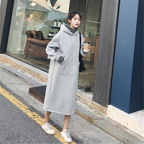 孕妇卫衣长款大码秋冬连衣裙过膝加绒卫衣