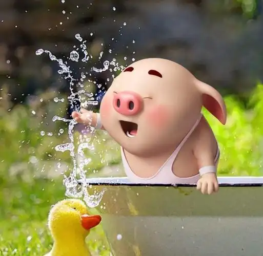 卡通手绘可爱小动物呆萌小猪喝饮料2020猪年微信头像卡通猪头像呆萌