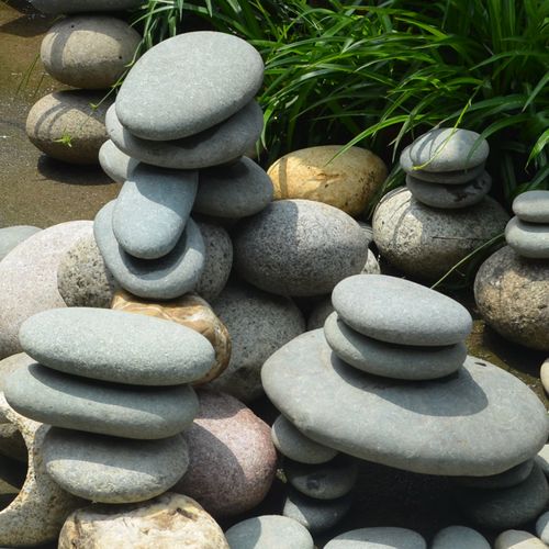 天然鹅卵石晒背超大超扁爬宠鱼缸造景