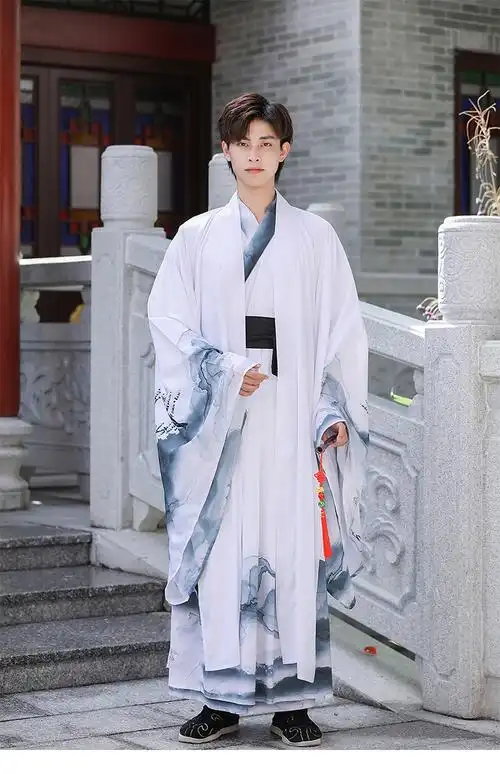 古风男士仙气飘逸霸气古装学生班服日常套装表演黑色2上衣裙子外袍xl