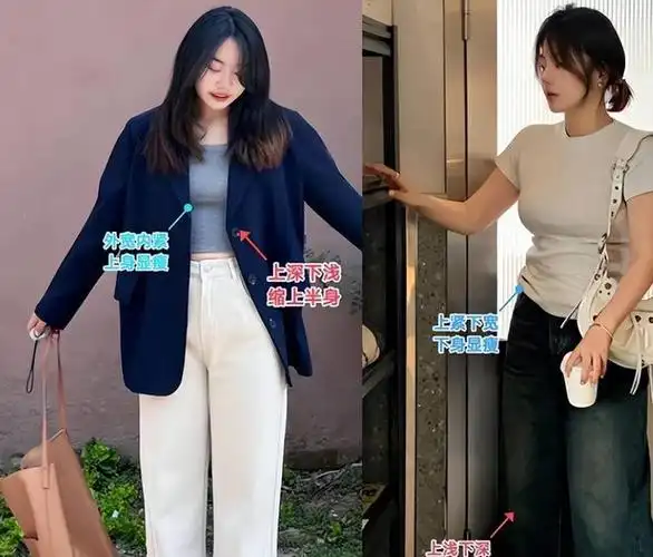 我们虽然建议"穿松不穿紧",选裤子版型也是有技巧的,不是一味的选大码