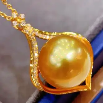 皇家矿工南洋金珍珠吊坠项链18k金镶嵌钻石轻奢时尚名媛气质锁骨链132