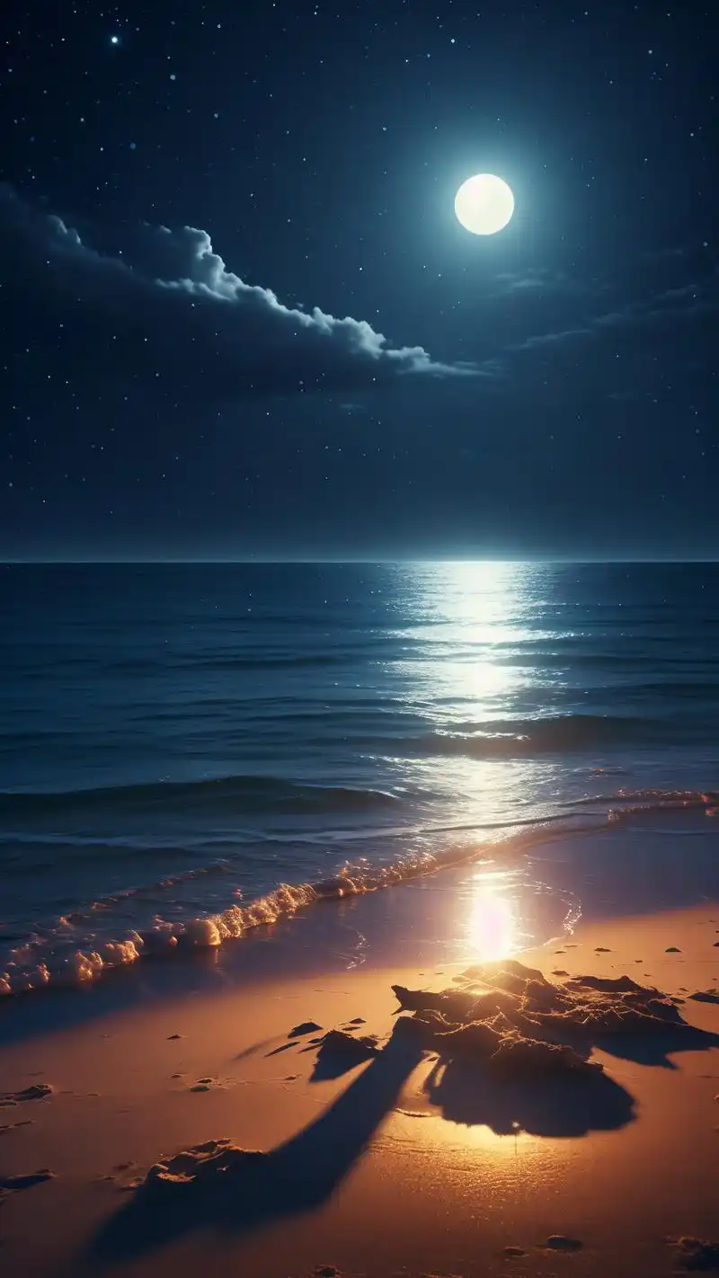 思念蔓延,夜晚沙滩的孤寂🌙🏖️