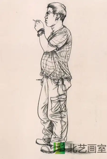 人物速写侧面站姿画法入门步骤图