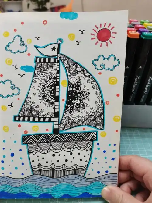 创意线描帆船77