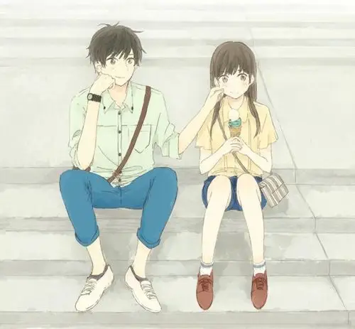 我早已经想象能和你在一起了 可爱的动漫情侣qq皮肤图片