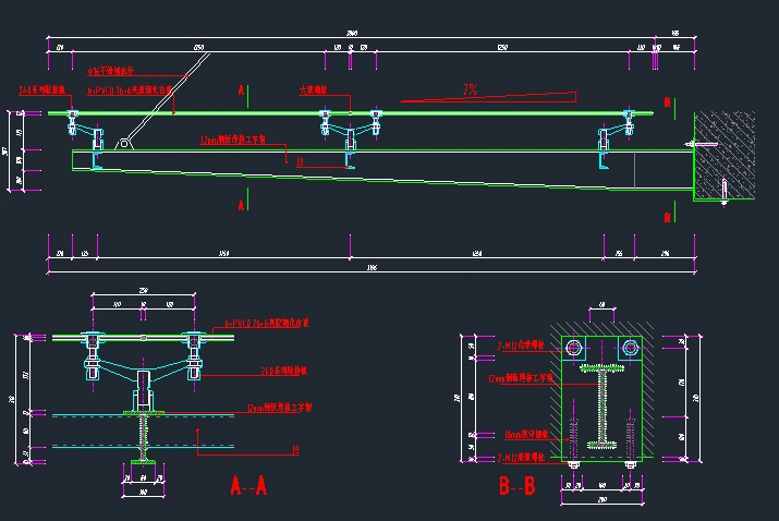 [分享]玻璃雨棚结构图纸资料下载