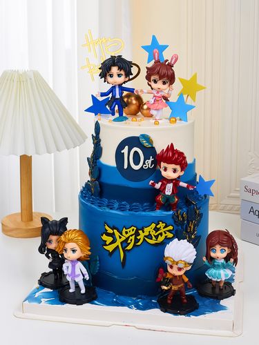 斗罗大陆q版唐三小舞蛋糕装饰摆件史莱克7怪动漫公仔烘焙插件插牌