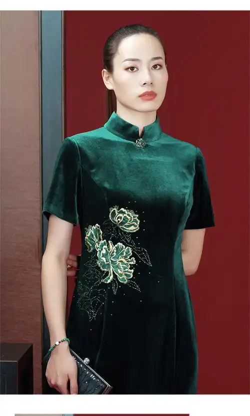 【网上平和堂】凤禧改良版丝绒旗袍