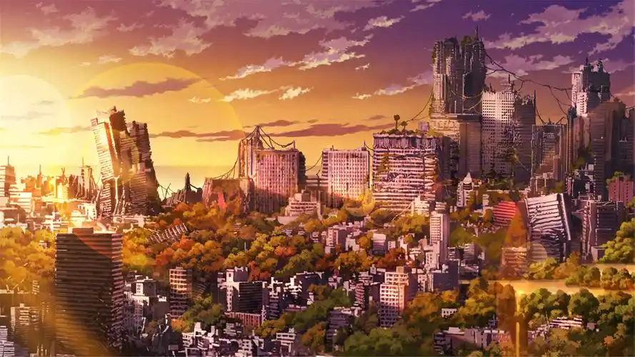 东京幻想之新宿高层大厦场景壁纸高清大图预览1920x1080_卡通动漫下载