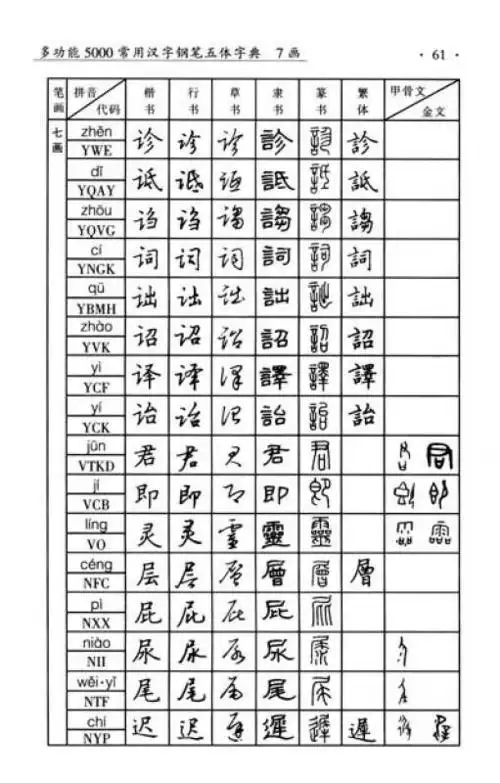 多功能5000常用汉字钢笔五体字典