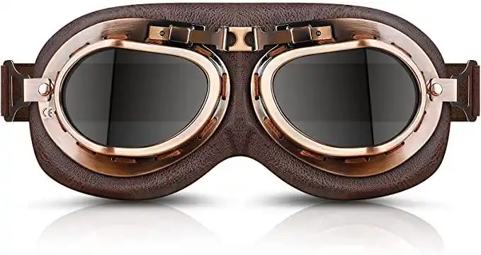 belinous 复古飞行员风格巡洋舰滑板车摩托车护目镜半盔眼镜