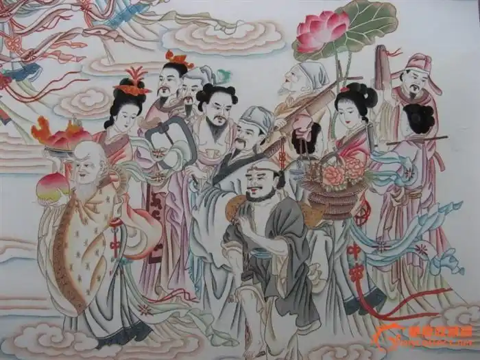 蟠桃会(用少女头发绣出的画)