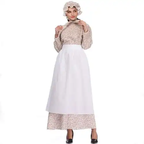 妇女复古牧场服装经典维多利亚中世纪礼服万圣节角色扮演农场女佣服装