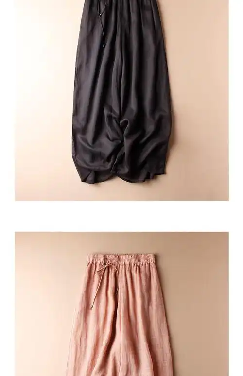 棉麻轻薄飘逸苎麻女裤夏季新款宽松阔腿裤百搭显瘦休闲九分裤复古