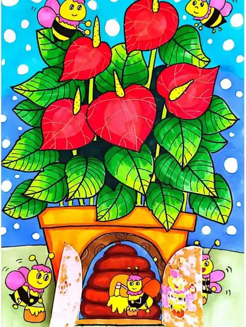 儿童画作品分享附作画步骤