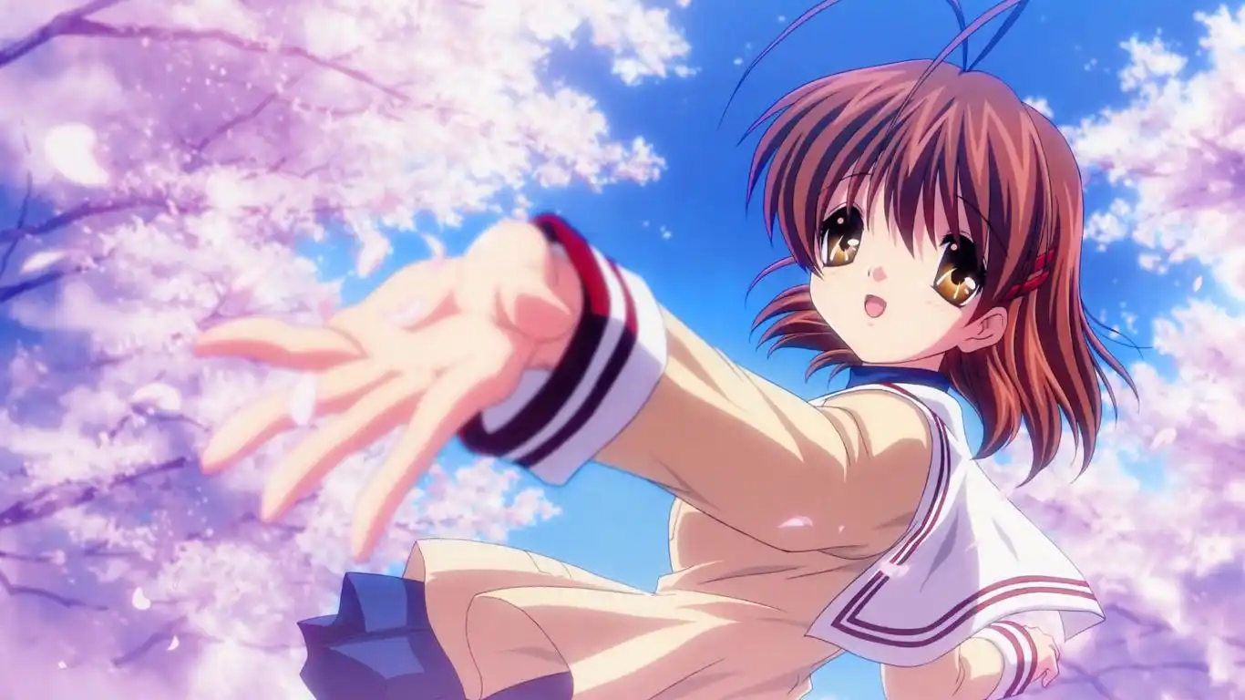 唯美樱花树下的少女主题电脑桌面壁纸图片下载